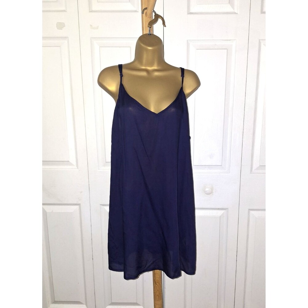 Farm Rio Mini Sleeveless Tank Slip Dress Size XL Navy Blue Coastal Quiet Luxury